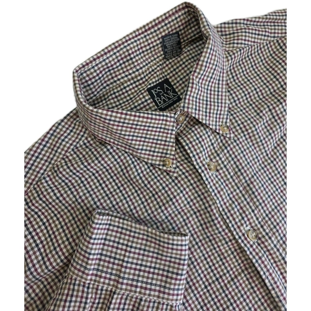 Jos. A. Bank Button Down Shirt Mens XXL Multi Color Gingham FALL AUTUMN COTTON
